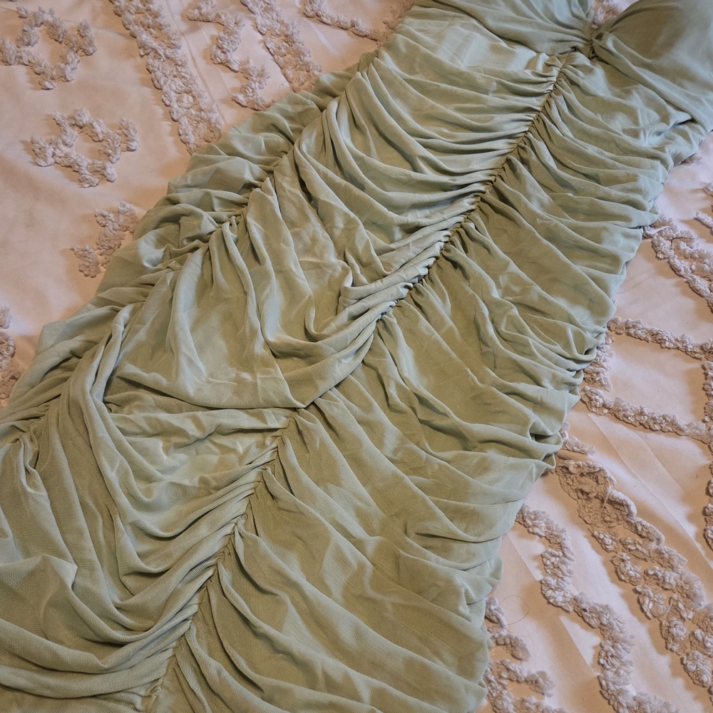 Elegant Green Ruched Dress